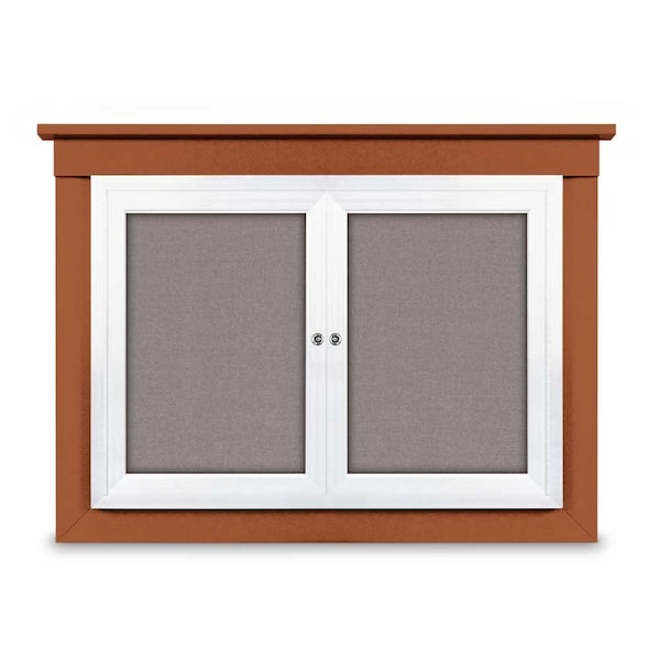 24"x36" 1-Door Enclosed Letterboard, Grey Vinyl/Cherry